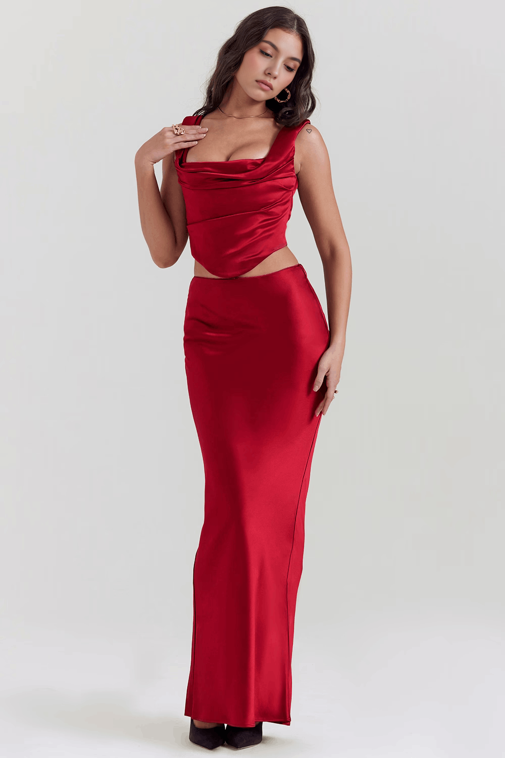 Alexa | Sleek Lace-Up Evening Gown