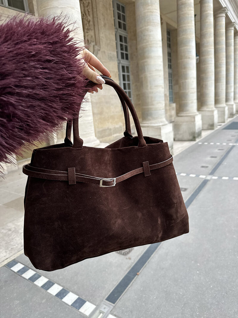 Bella | Suede Handbag with Belt Detail