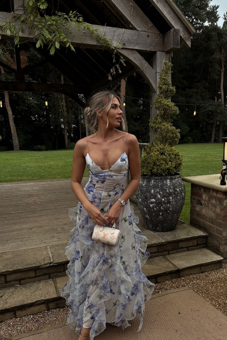 Maria | Elegant Floral Ruffled Maxi Dress