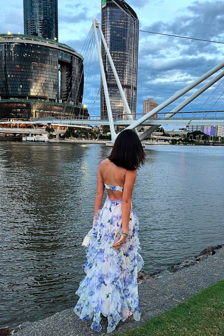 Maria | Elegant Floral Ruffled Maxi Dress
