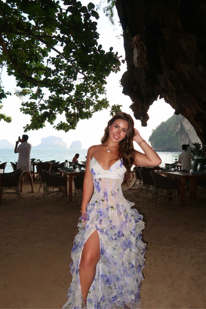 Maria | Elegant Floral Ruffled Maxi Dress