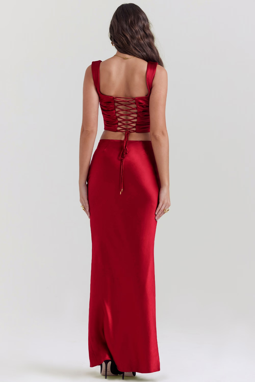 Alexa | Sleek Lace-Up Evening Gown