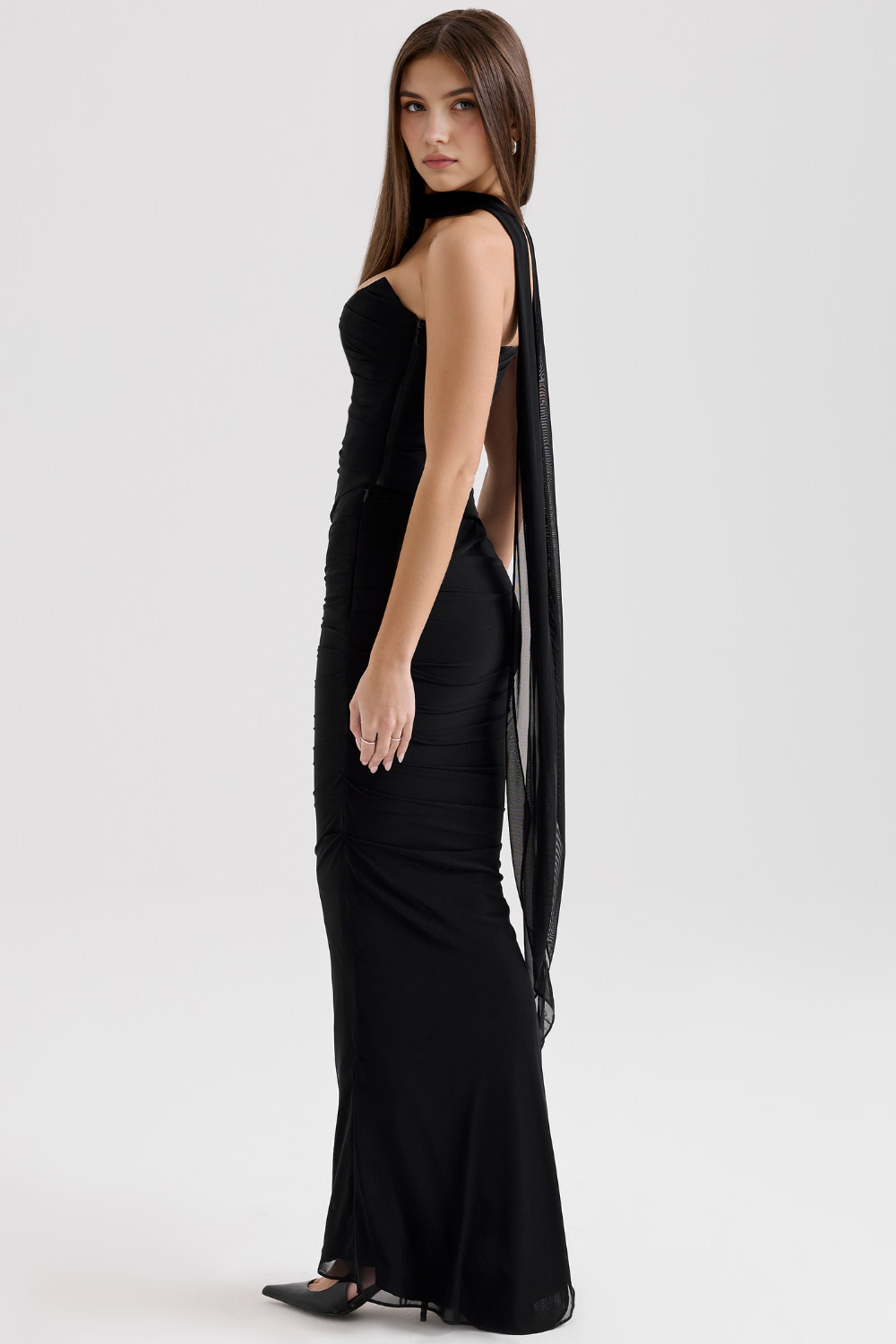 Angelica | Stylish Sleek Ruched Maxi Dress
