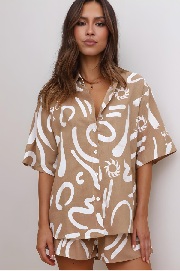 Whitney | Minimalist Abstract Print Shorts Set