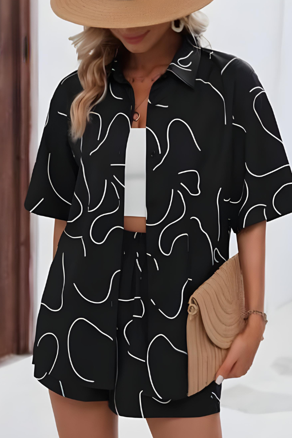 Whitney | Minimalist Abstract Print Shorts Set