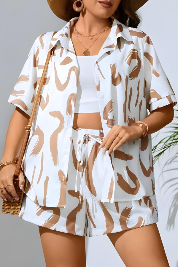 Whitney | Minimalist Abstract Print Shorts Set