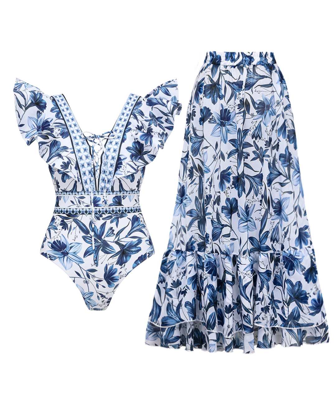 Caitlin | Stylish V-Neck Beach Duo