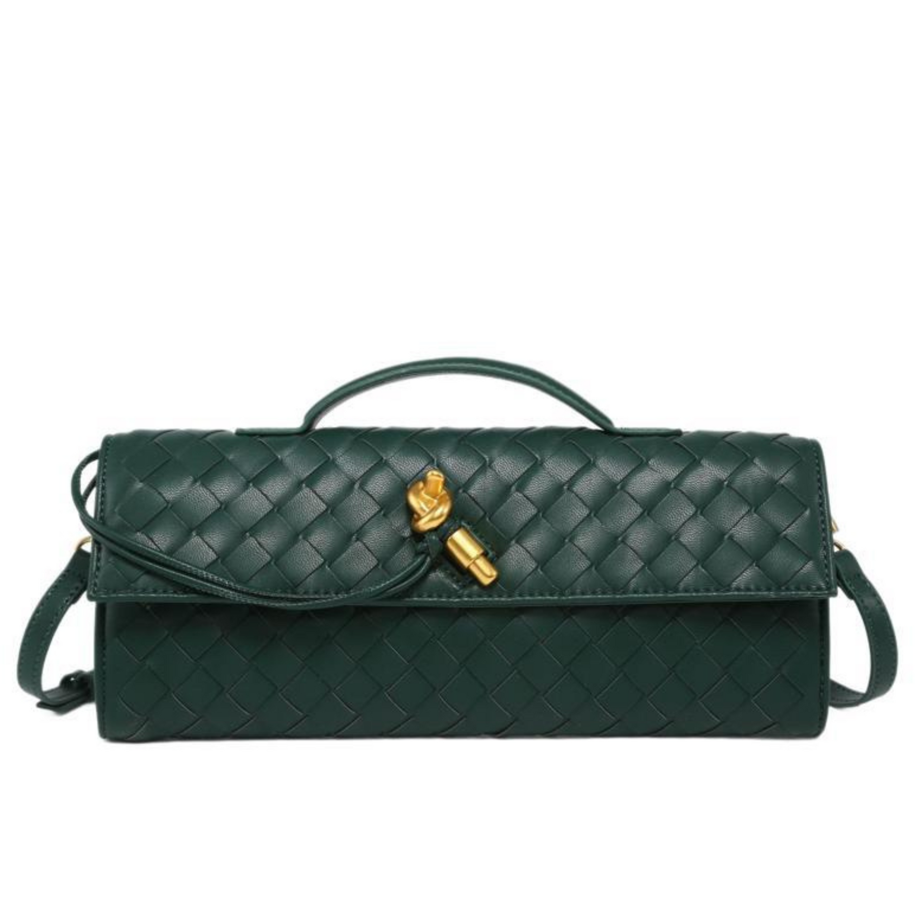 Audrey | Woven Clutch with Gold Accent