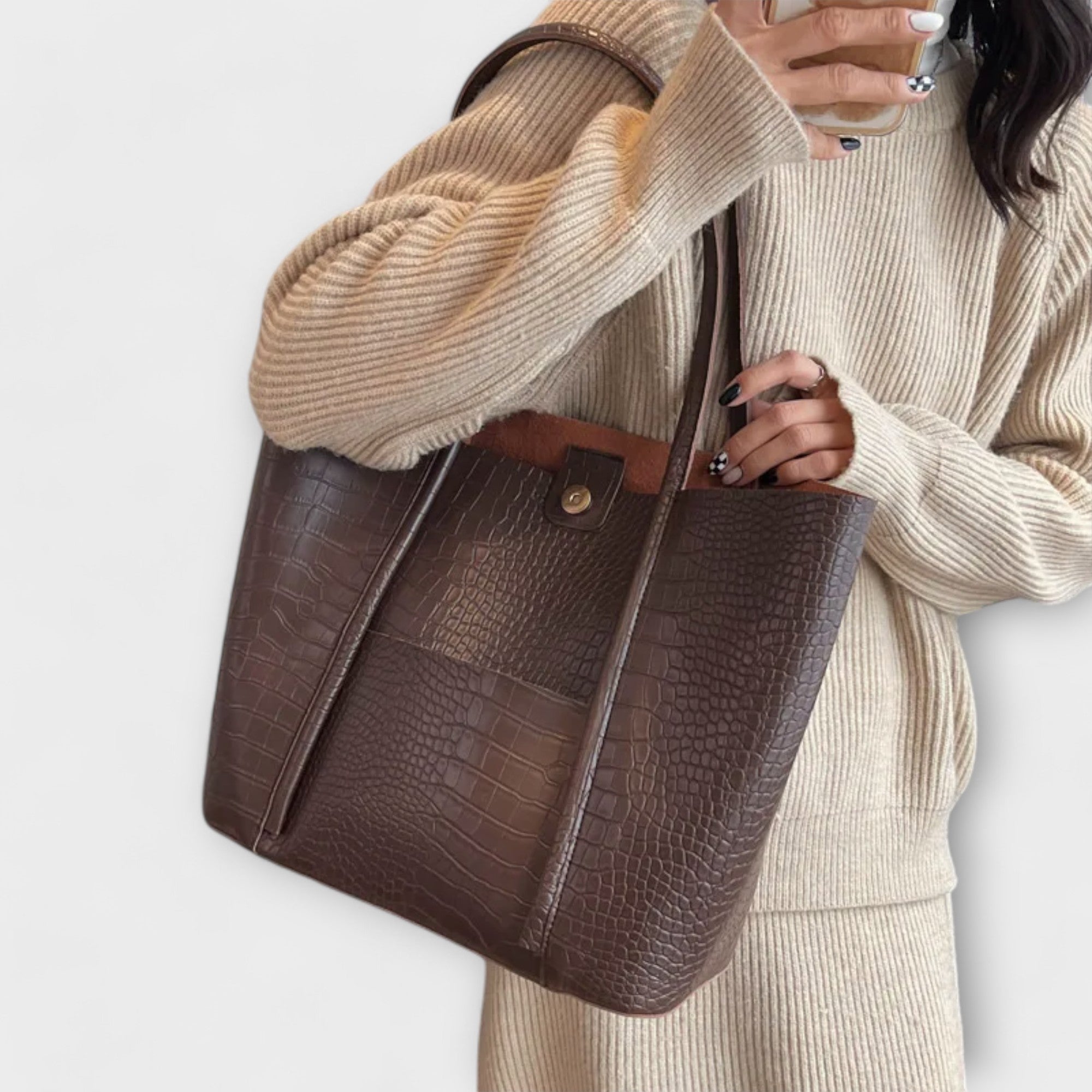 Chloe | Chic Croc Texture Tote Bag