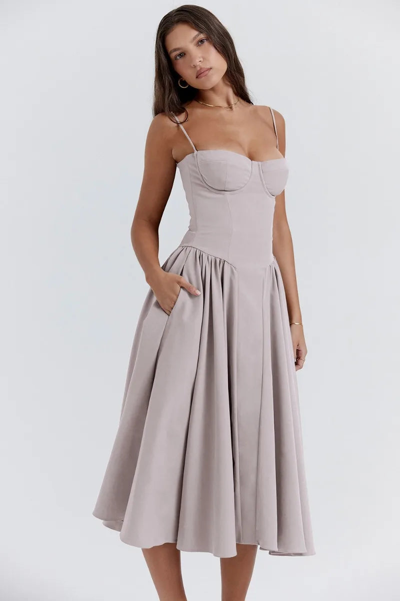 Flora | Elegant Burgundy Midi Dress