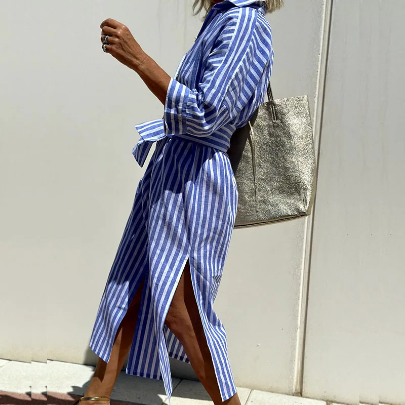 Ava | Seaside Stroll Stripe Shirt Dress