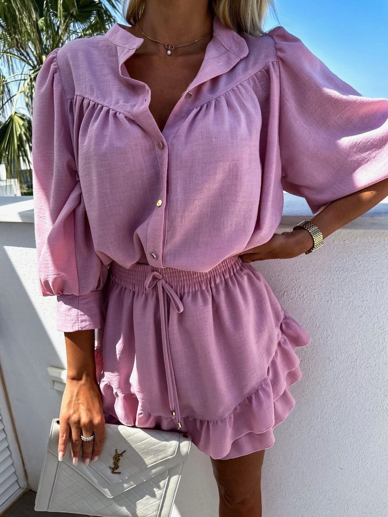 Marie | Ruffle Skirt Shirt Set