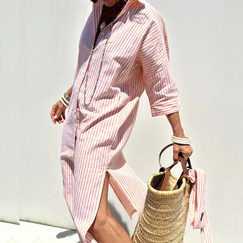 Ava | Seaside Stroll Stripe Shirt Dress