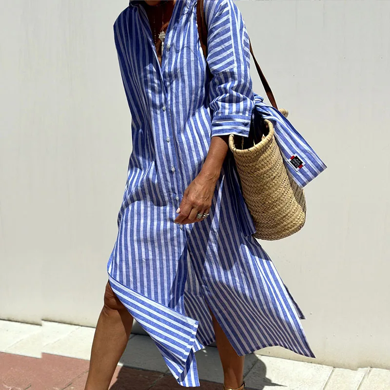 Ava | Seaside Stroll Stripe Shirt Dress