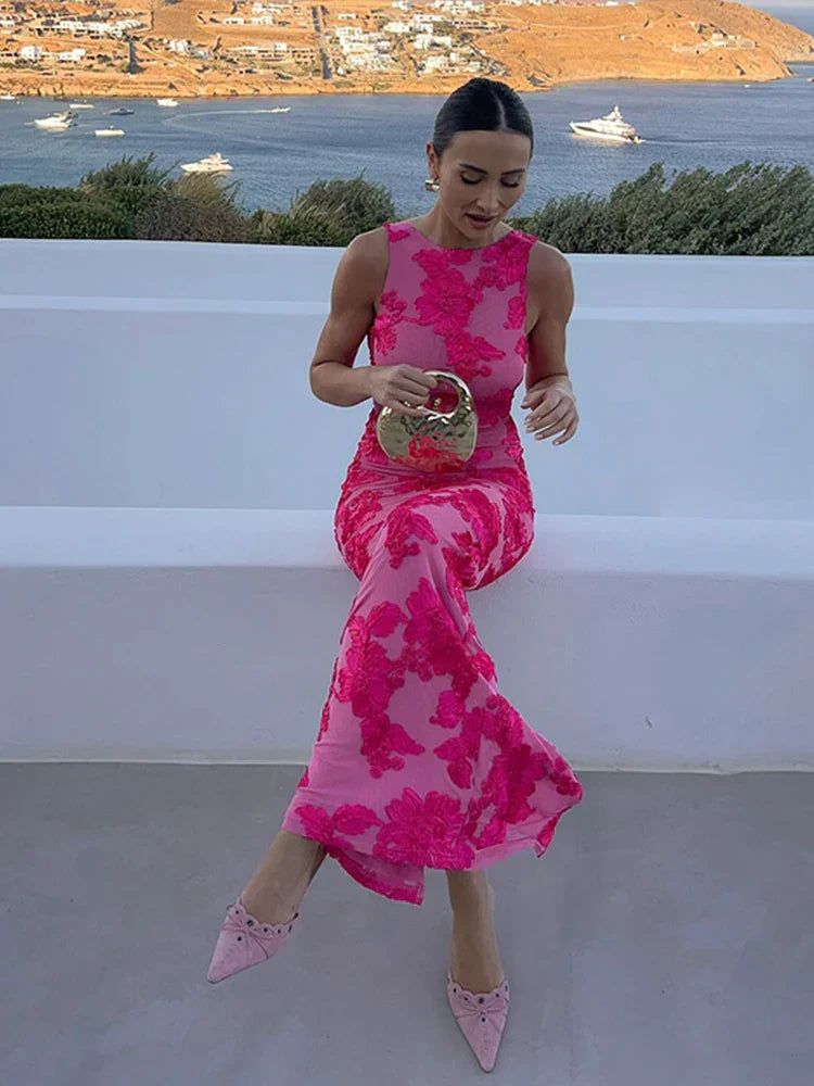 Katelyn | Elegant Floral Mesh Evening Dress