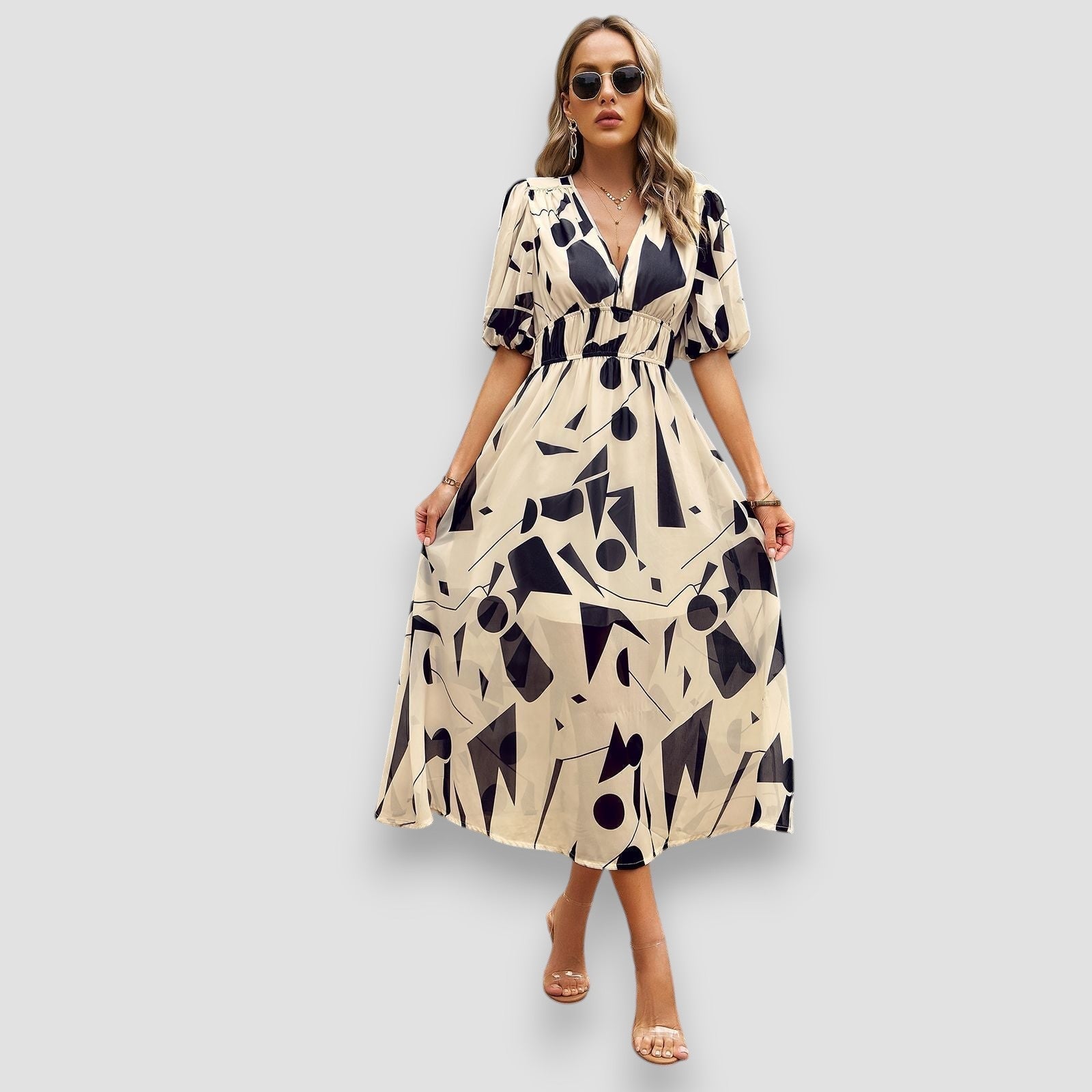 Daisy | Geometric Print Maxi Dress