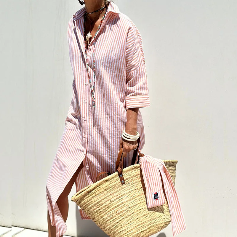 Ava | Seaside Stroll Stripe Shirt Dress