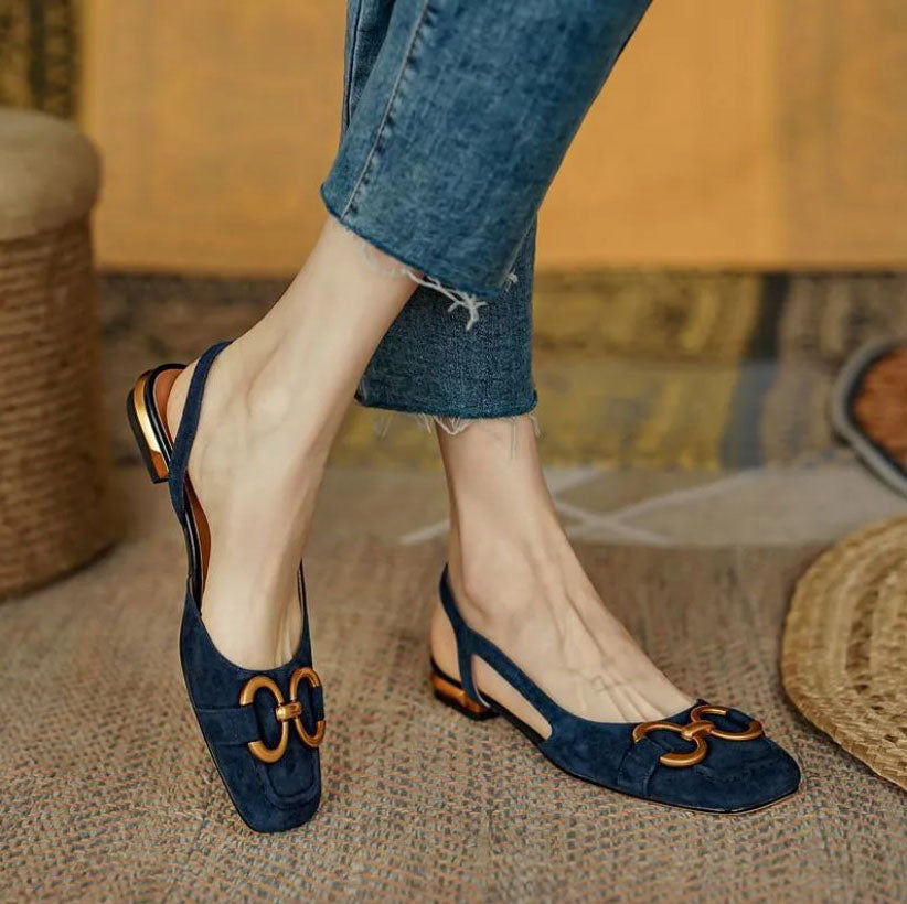 Bella | Stylish Chain Detail Slingback Flats