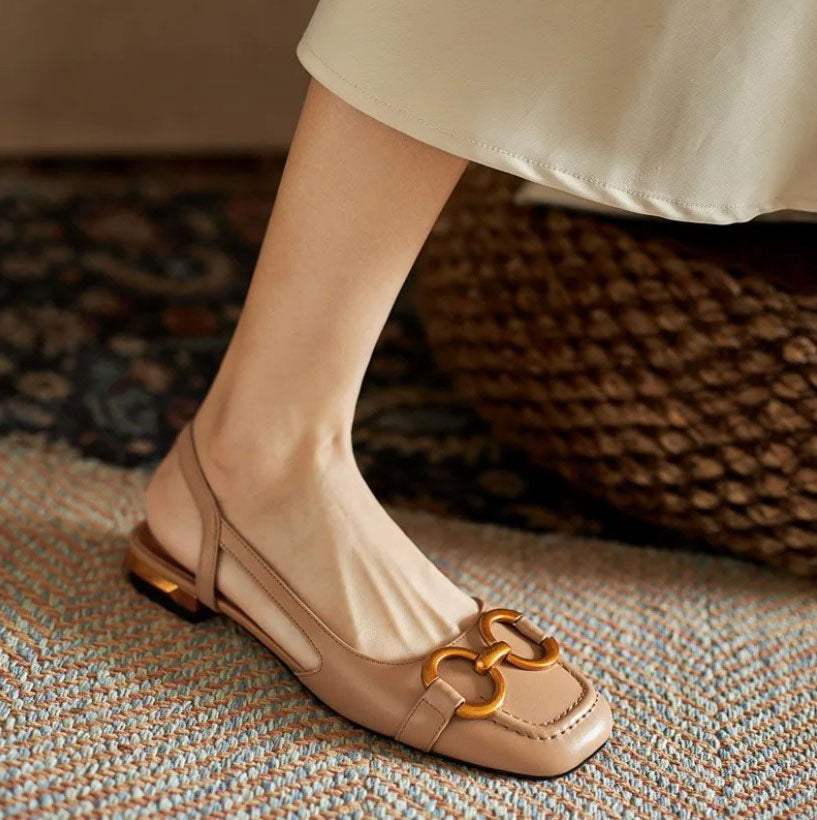Bella | Stylish Chain Detail Slingback Flats