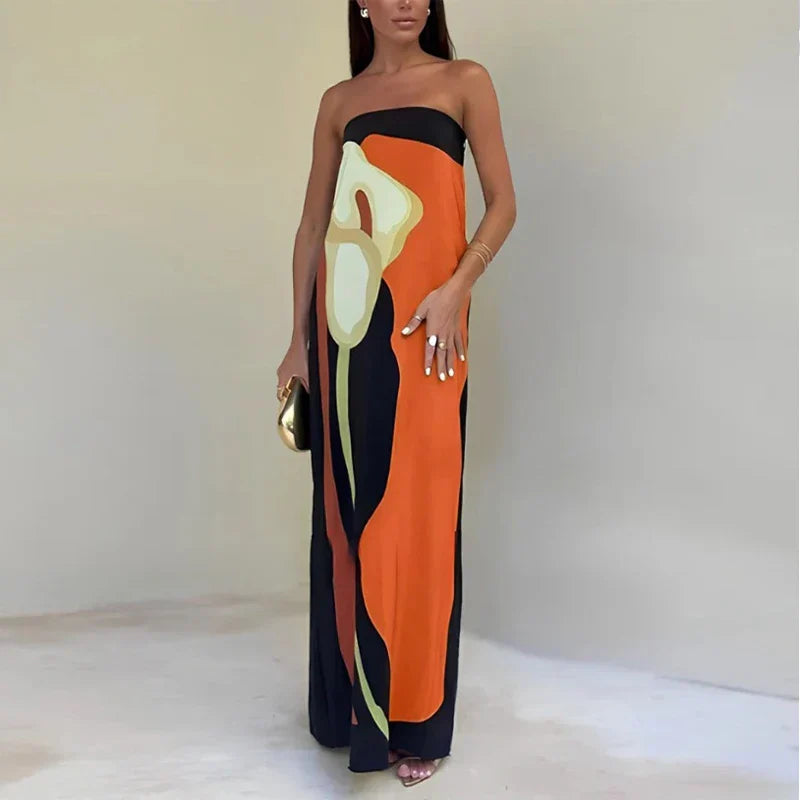 Angela  | Stylish Elegant Strapless Maxi Dress