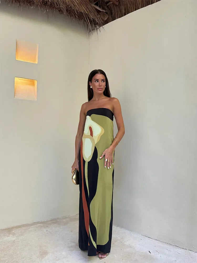 Angela  | Stylish Elegant Strapless Maxi Dress