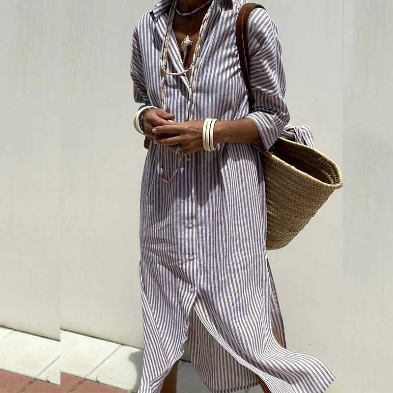 Ava | Seaside Stroll Stripe Shirt Dress