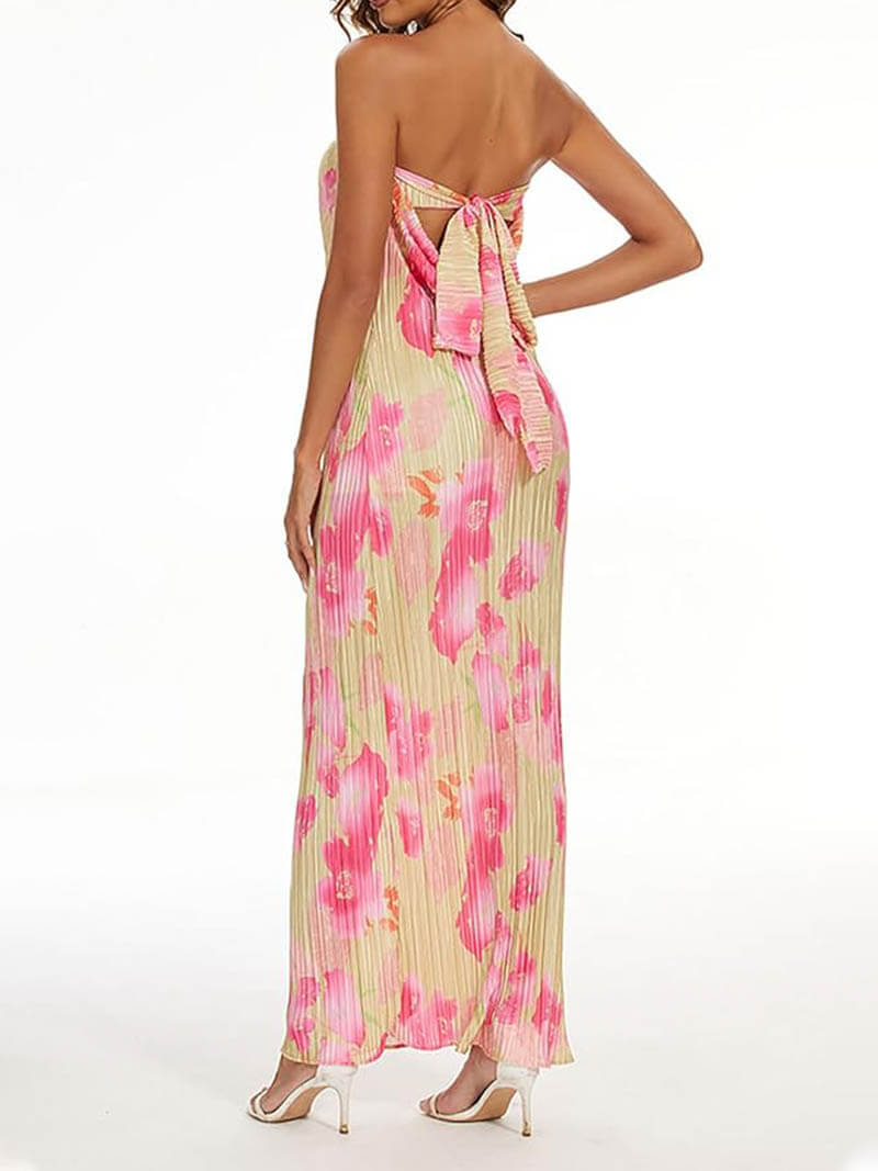 Karen | Elegant Strapless Floral Maxi Dress