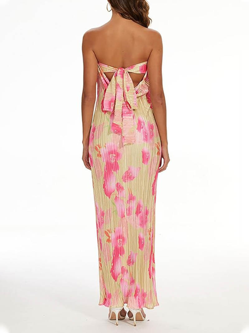 Karen | Elegant Strapless Floral Maxi Dress