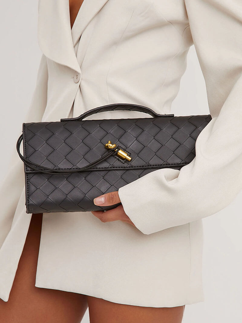 Audrey | Woven Clutch with Gold Accent