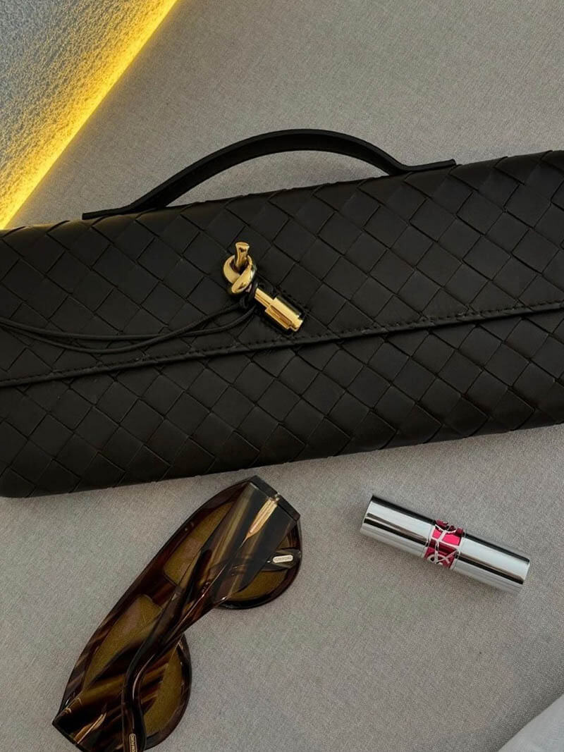 Audrey | Woven Clutch with Gold Accent