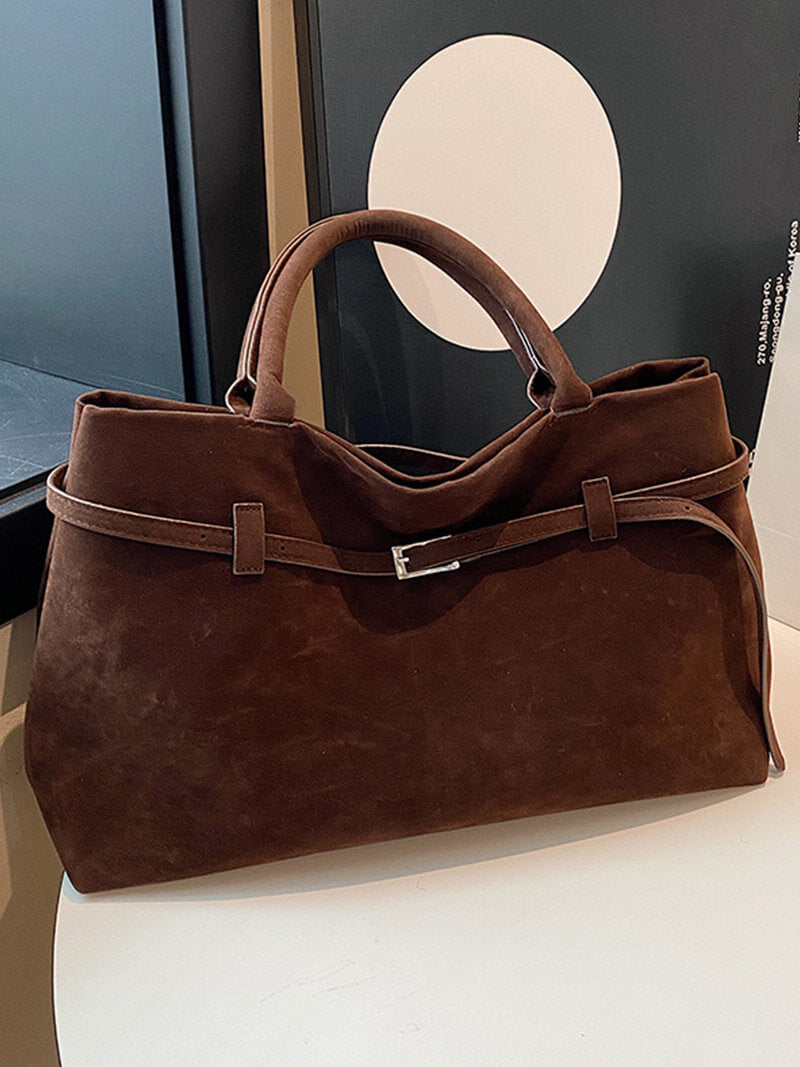 Bella | Suede Handbag with Belt Detail