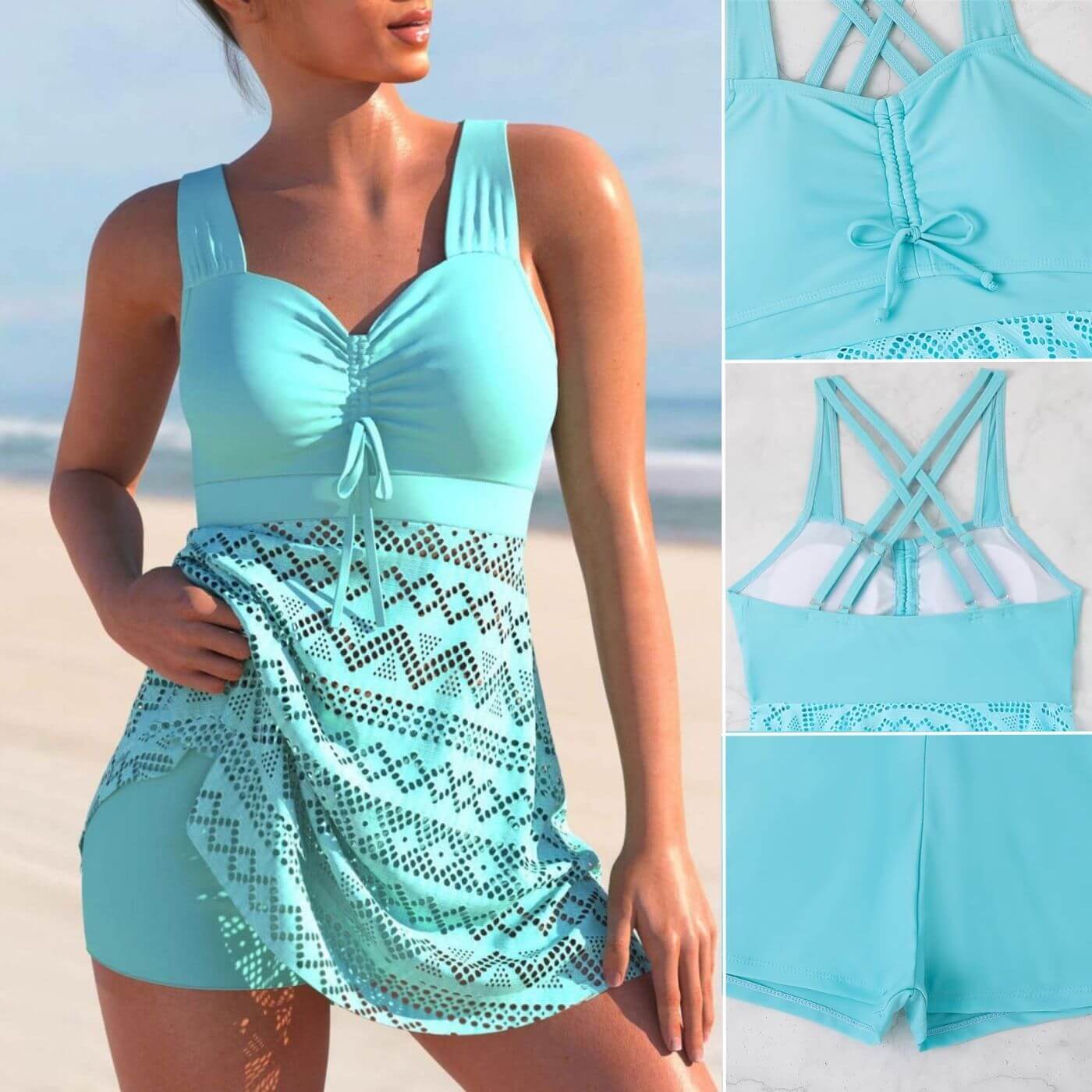 Whitney | Ruched Tankini Swim Dress