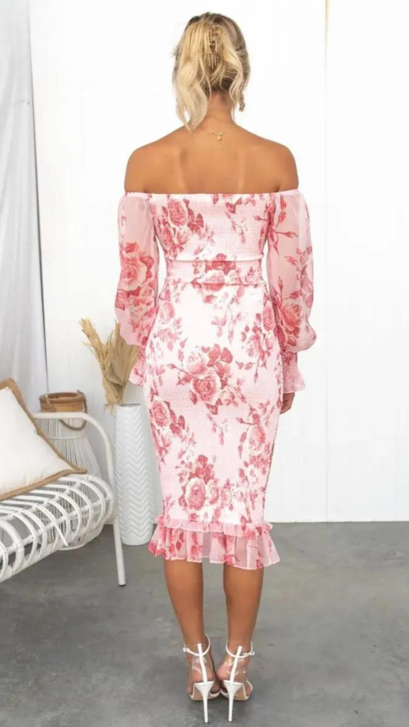 Samantha | Elegant Off-Shoulder Floral Dress