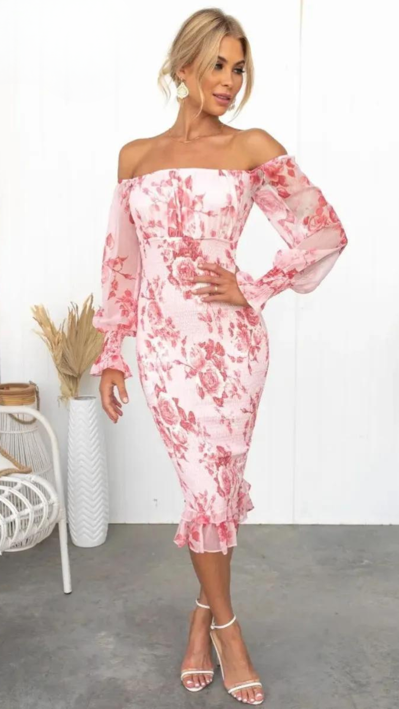 Samantha | Elegant Off-Shoulder Floral Dress