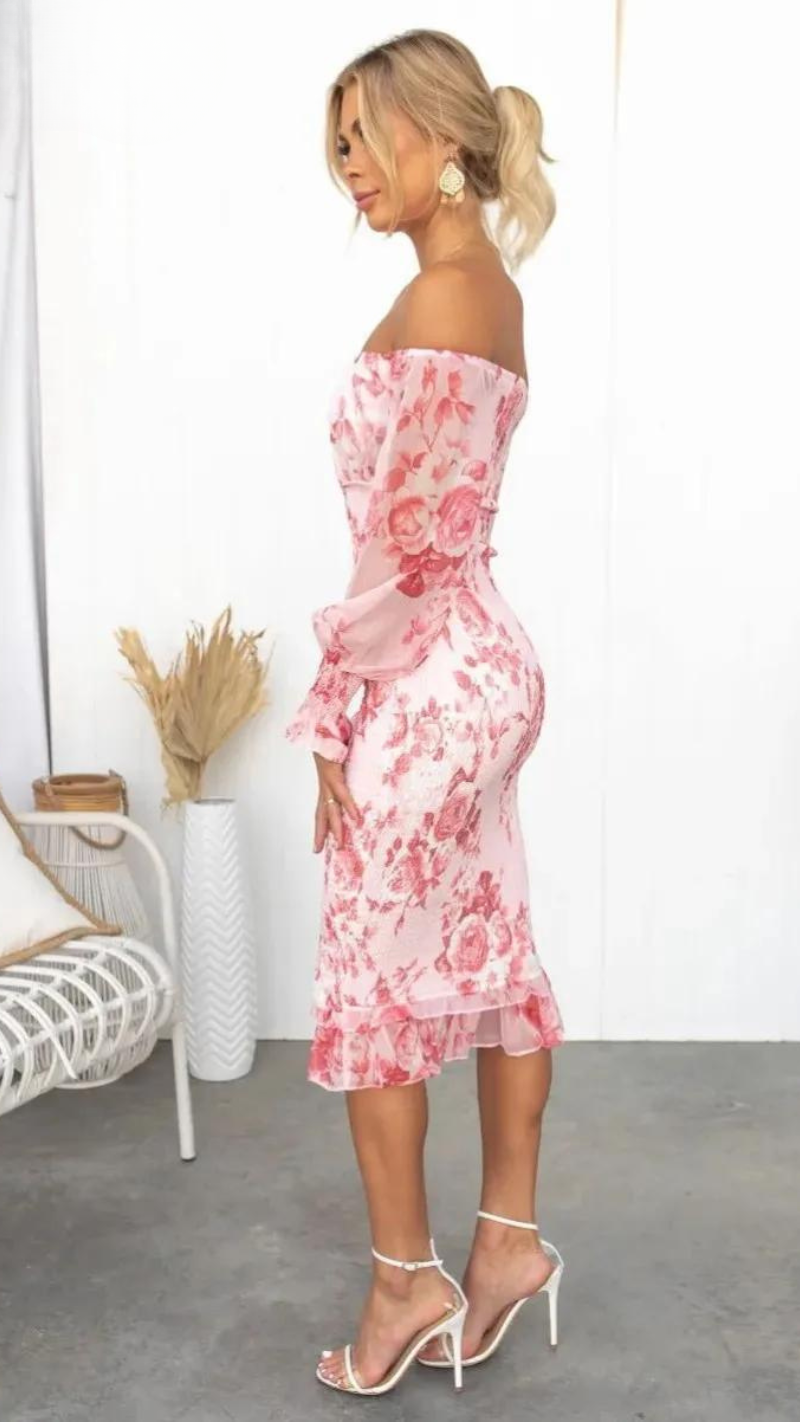 Samantha | Elegant Off-Shoulder Floral Dress