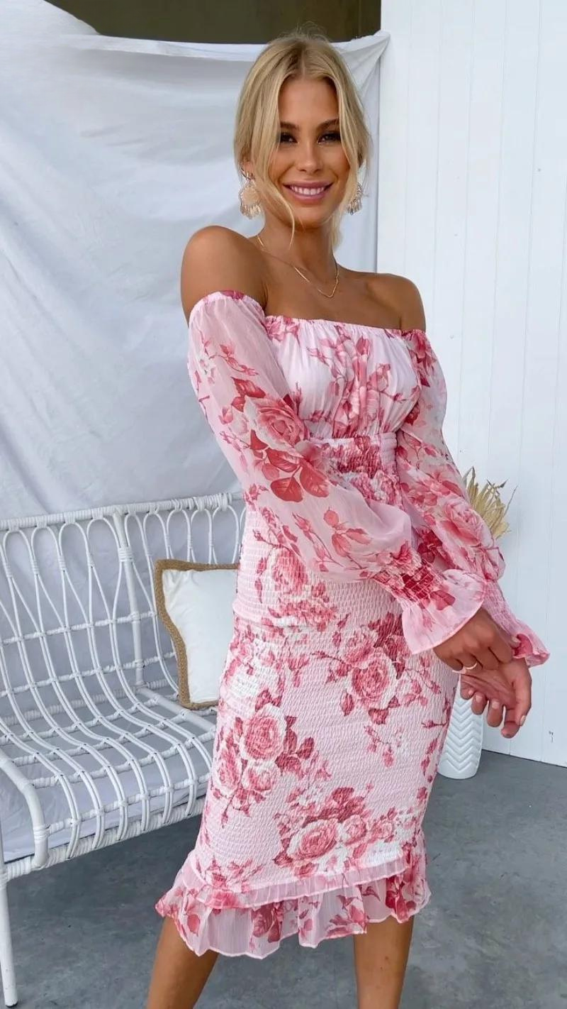 Samantha | Elegant Off-Shoulder Floral Dress