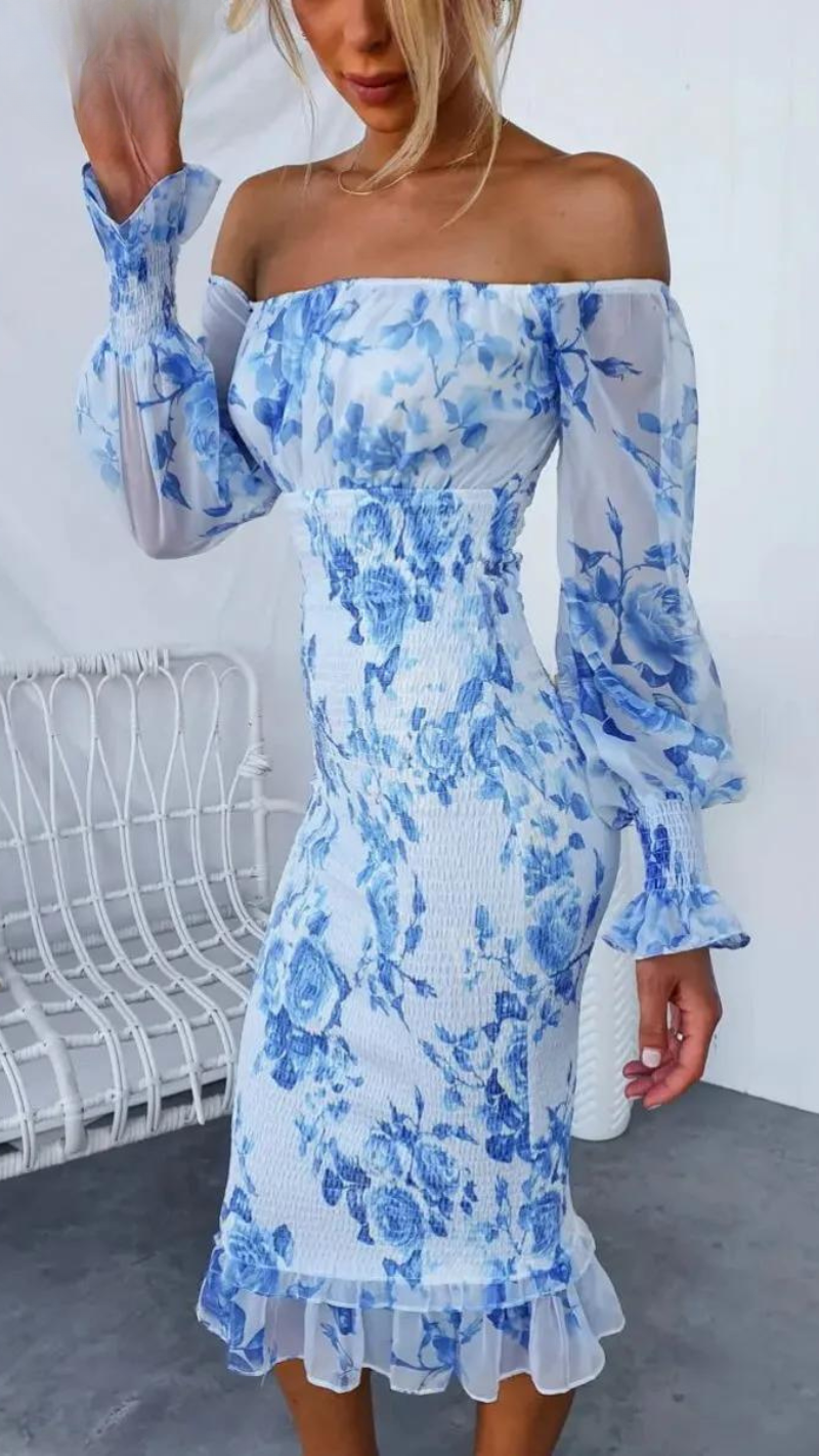Samantha | Elegant Off-Shoulder Floral Dress