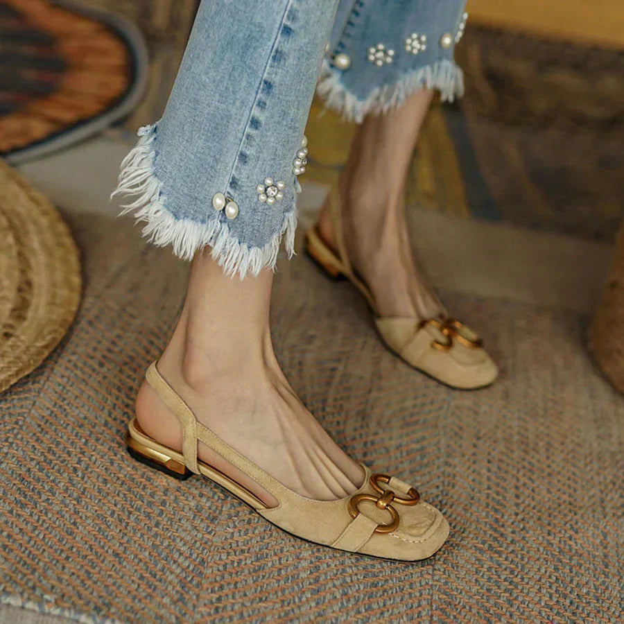Bella | Stylish Chain Detail Slingback Flats