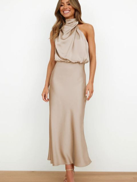 Ava | Elegant Halter Neck Maxi Dress
