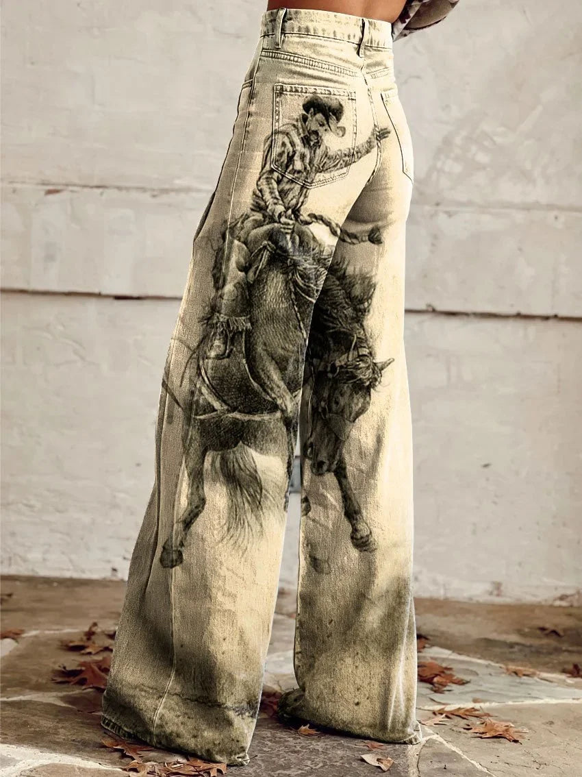 Nicole | Stylish Wide-Leg Printed Jeans