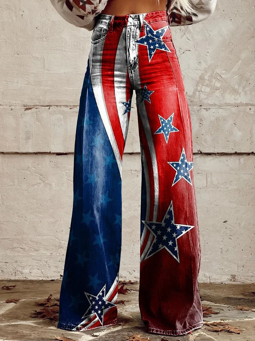 Victoria | Colorful Star Denim Pants