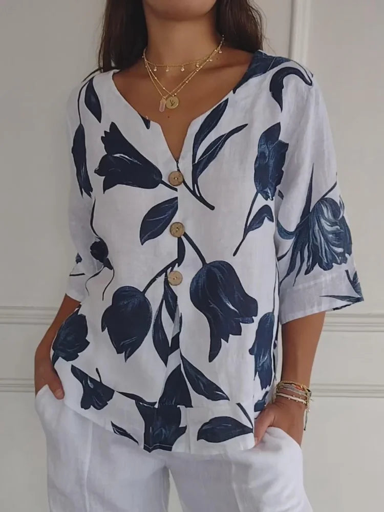 Dakota | Stylish Floral Button-Down Blouse