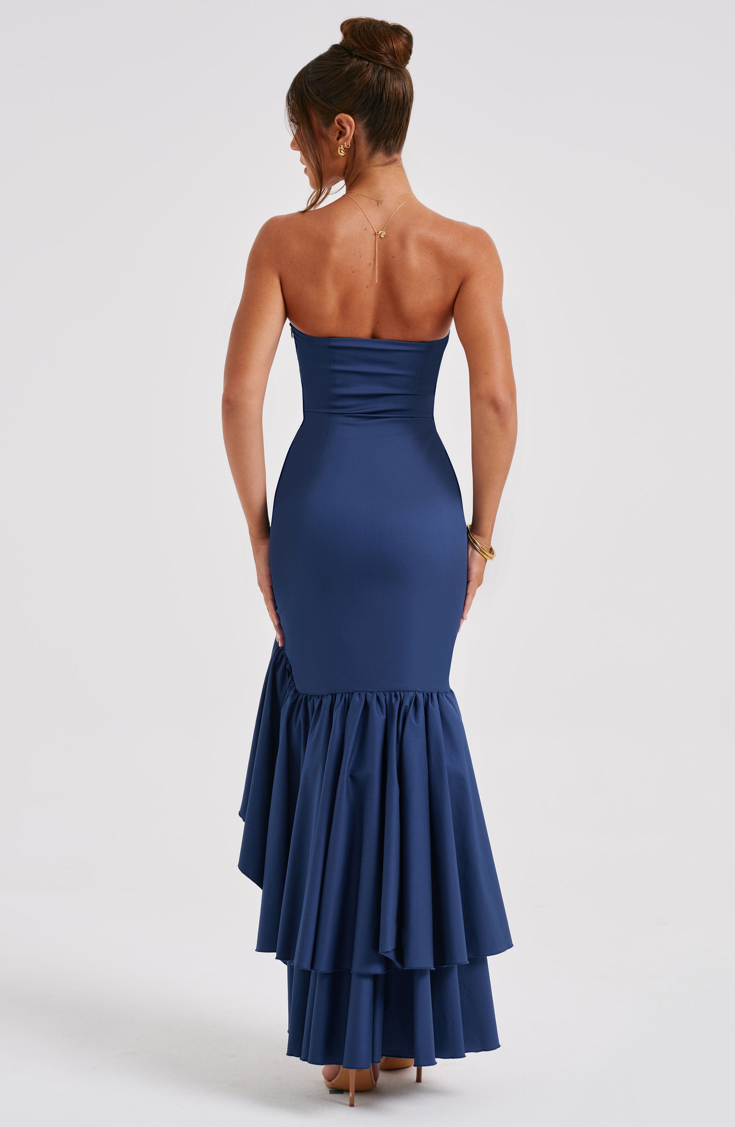 Angela | Strapless Ruffle Slit Gown