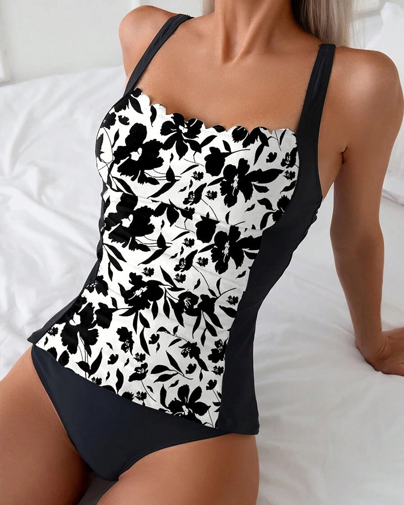 Megan | Elegant Floral-Print One-Piece Swimsuit