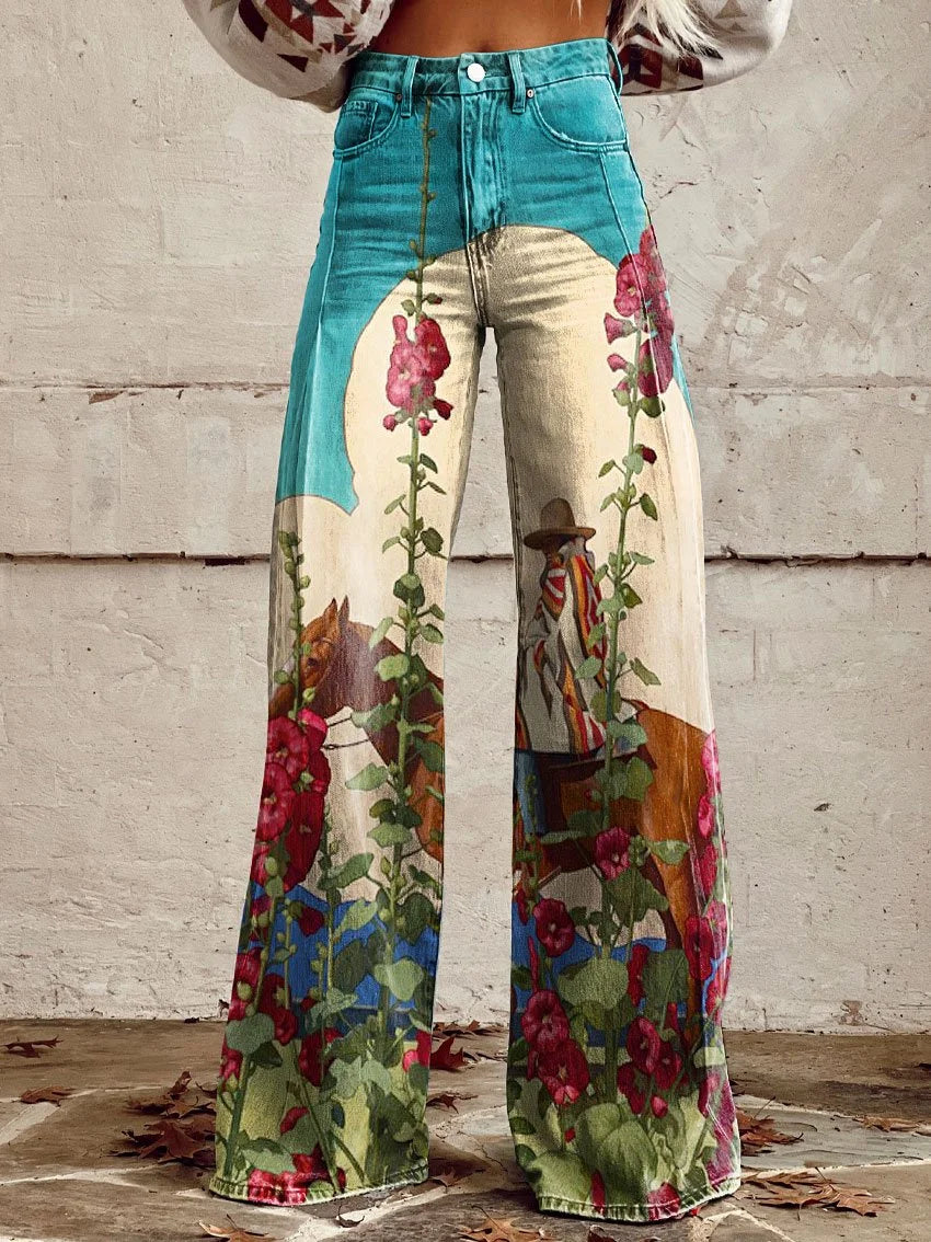 Stella | Stylish Floral Wide-Leg Jeans