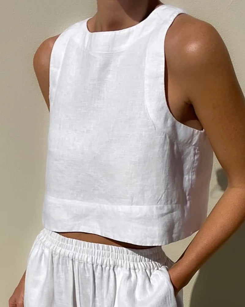 Linda | Cropped Top Pants Set