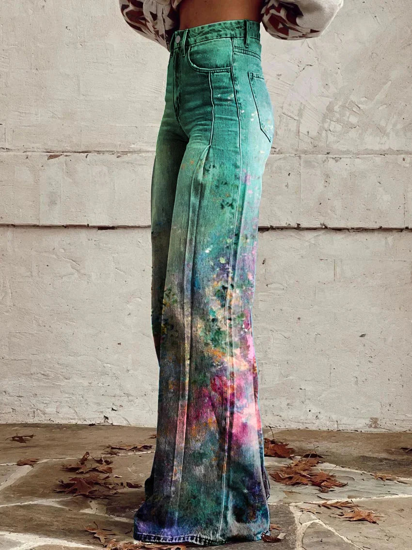 Emma | Artistic Gradient Wide Leg Jeans