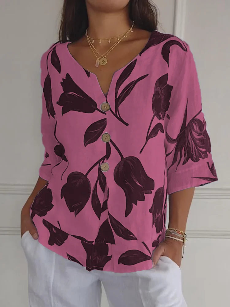 Dakota | Stylish Floral Button-Down Blouse