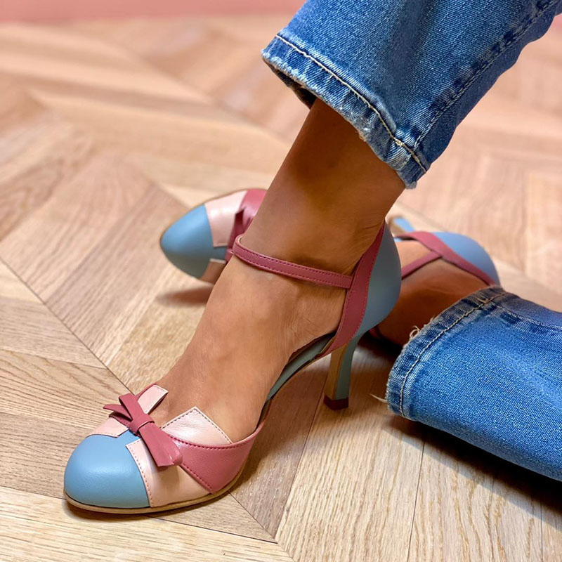 Lucy | Color-Blocked Bow Heels