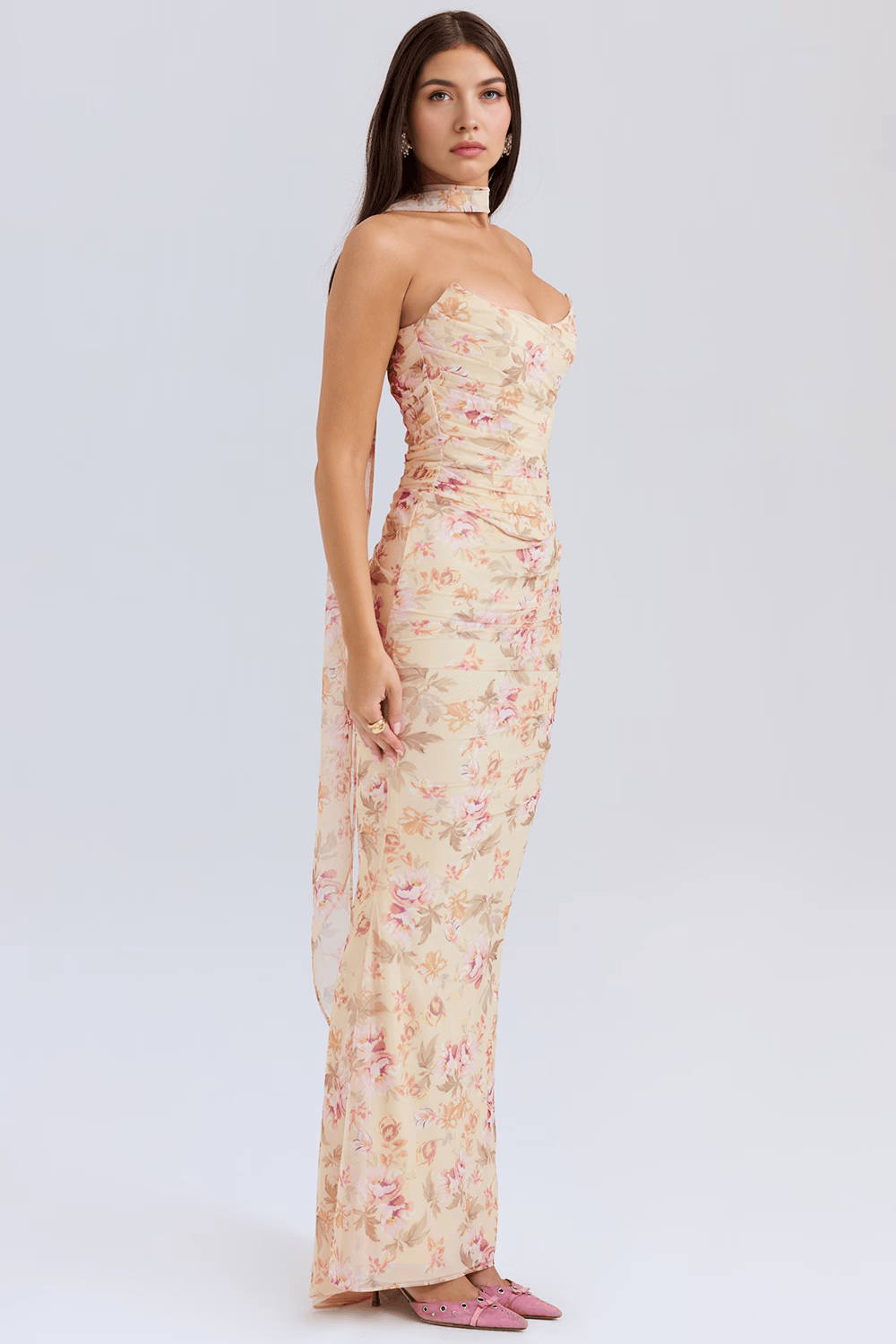 Angelica | Stylish Sleek Ruched Maxi Dress